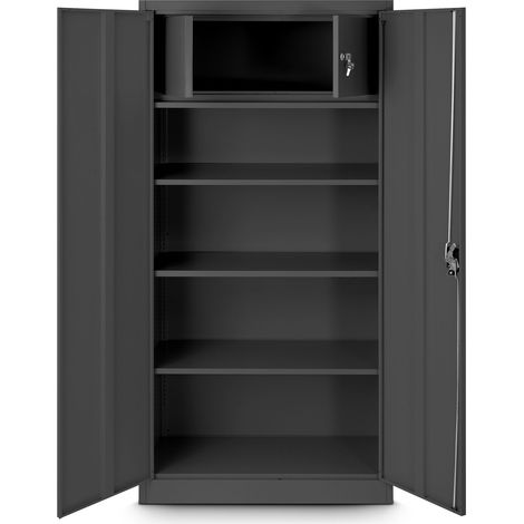 Aktenschrank mit Geheimfach C001D Metallschrank Büroschrank Stahlblech Pulverbeschichtung 185 cm x 90 cm x 45cm anthrazit/anthrazit (1/3)