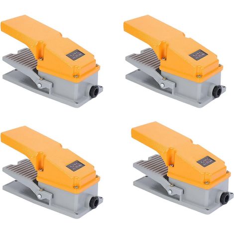 Quatre interrupteurs au pied LT4, boîtier en aluminium, interrupteurs à pédale pour la commande de machines-outils, contacts argentés. (1/5)