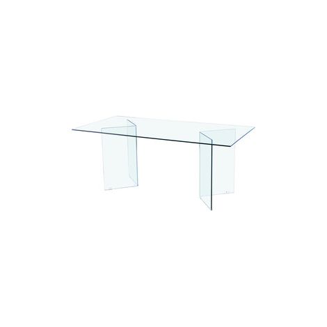 TAVOLO IN VETRO TRASPARENTE 180X90X75,9 CM