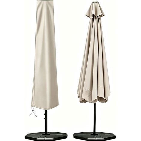 [14]Housse de parapluie, double housse de parapluie imperméable et résistante aux UV en tissu Oxford 210D avec fermeture éclair, 1903050cm-beigeF2] (1/5)