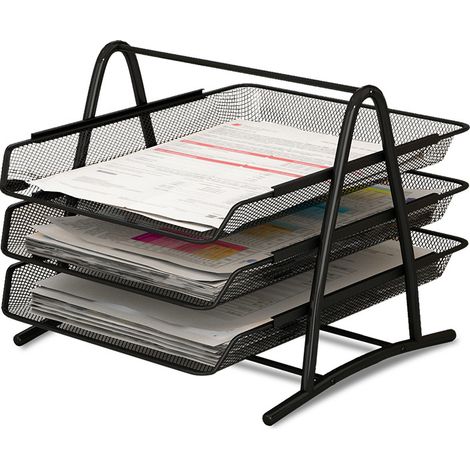 Plateau Organisateur de Bureau et de Documents 3 Niveaux Noir. Dossier A4, Caisson de Bureau, Classeurs, Bureau d'ordinateur, Organisateur de Tiroirs (1/5)