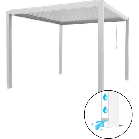 pergola bioclimatica eurogarden "afrodite" con apertura a manovella ad asta in acciaio bianco 3x4x2,5 mt