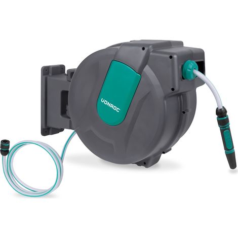 Automatischer Schlauchaufroller – Inkl. 35 m Gartenschlauch, Anschlussschlauch, Düse, Kupplungen & Wasserhahnanschluss (1/5)