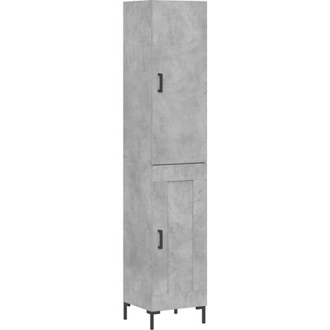 Buffet bahut commode armoire meuble de rangement organisateur cuisine salle de séjour salon haut 34,5 x 34 x 180 cm bois d'ingénierie gris