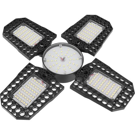 4-flügelige, faltbare LED-Garagenleuchte, 100 W, hohe Helligkeit, energiesparend, E27-Fassung, für Werkstatt, 85–265 V (1/5)