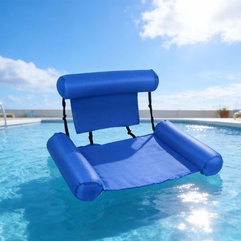 Adult Inflatable Float Chair, 35.4 x 16 Inch Swimming Pool Float Chair with Adjustable Straps, Heavy Duty Floating Chair for Pool and Beach (Blue) (1/4)