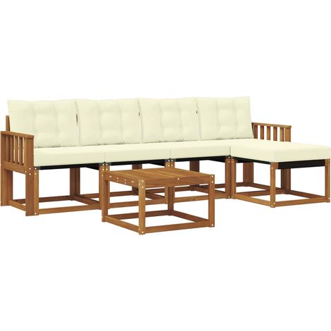 Outdoor Sofa Set with Cushion 6 pcs Natural and Cream vidaXL