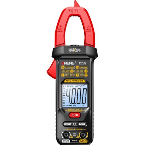 Mètre à pinces PN135, tension AC/DC, courant 600A, précision 4000 counts