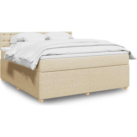 Boxspringbett mit Matratze Creme 180x200 cm Stoff (1/5)