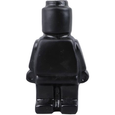 Ce petit vase robot en résine est idéal pour une entrée, la décoration intérieure ou tout autre objet de décoration. Il arbore une finition noire de haute qualité. (1/5)