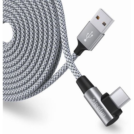 TRAHOO-Câble USB C Coudé 5M, Câble USB vers USB C Charge Rapide pour iPhone 16 15 Pro Max, pour Samsung Galaxy S24 S23 Ultra [J519] (1/5)