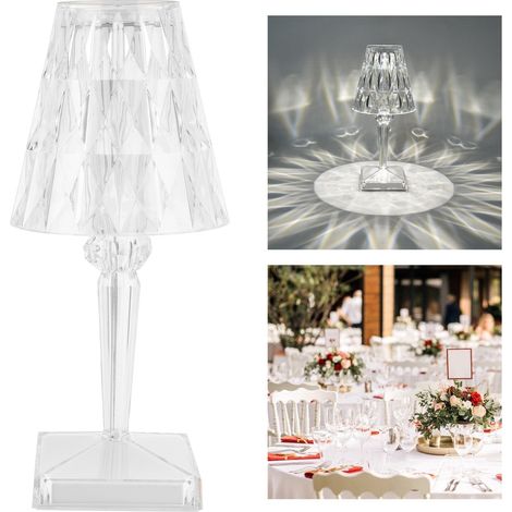 Lampe de table LED en cristal, prisme transparent, lampe de bureau à intensité variable, chargement USB, décoration de chevet (1/5)