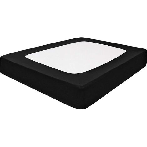 Cache-sommier Coton Jersey Anthracite 150x200cm Noir (1/4)
