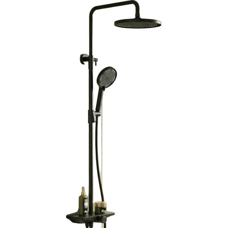 Duschsystem, wandmontiert, mit Regen- und Handbrausefunktion, schwarz (1/2)