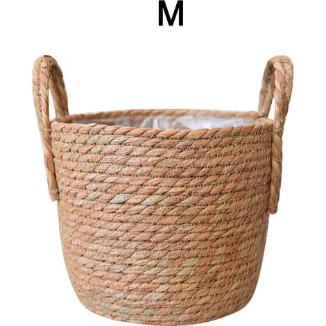 Panier en paille tressée à la main, décoration de pot de fleurs pour jardin et maison, 30x27 cm (1/5)