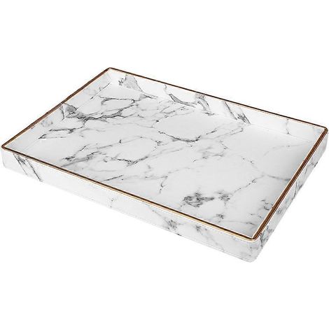 Aufbewahrungstablett aus nordischem Marmor und Leder, Dessertteller, Obstteller, Schreibtisch-Organizer