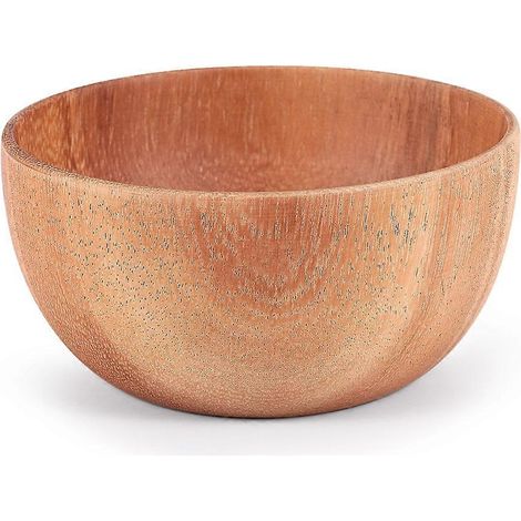 Handgefertigte runde Schale aus massivem Naturholz, Essschale, hochwertiges Küchenutensil aus Holz, 13 x 6 cm (1/5)