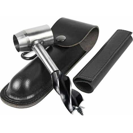 Trapano a mano per la lavorazione del legno, trapano manuale per la sopravvivenza con custodia in pelle, utensili manuali per la trivella, utensile per punzonatura da campeggio, trapano per legno, set (1/5)