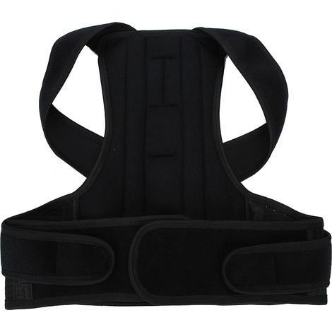 Correcteur de posture adulte thérapie soutien dorsal respirant bretelles noires taille L (1/5)