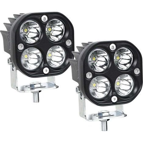(2PCS) Phare de Travail LED Tracteur 7.6cm 3'' 40W Blanc Projecteur LED 12V 24V Etanche IP67 Feux Antibrouillard LED pour 4x4 Voiture Camion SUV Bateau Carré (1/4)