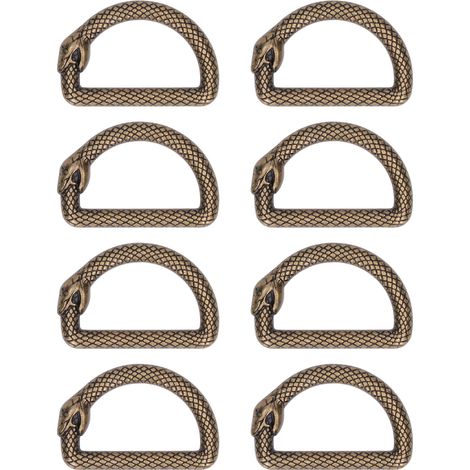 Lot de 20 anneaux en D métalliques à motif serpent, résistants à l'usure, pour la confection de ceintures, sangles de bagages, sacs à main et sacs à dos. (1/5)