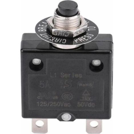 Disjoncteur 20A Interrupteur thermique de réinitialisation en option, 125-250V AC 50V DC Disjoncteur à bouton-poussoir de protection contre les surcharges de courant,de (1/5)