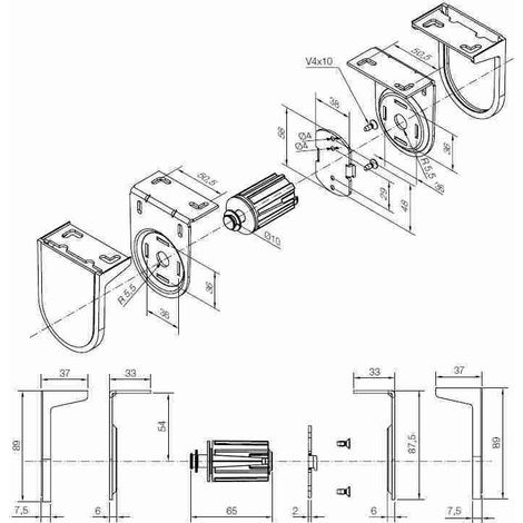 Nice 525.40003 - Kit supporti bianchi, interasse 55 mm, per motori 35/45 mm, max 10 Nm. Da associare necessariamente al kit calotta 575.24801, 575.26000, 575.25000, 575.26300.