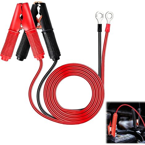 30A Pinces Crocodile 12V/24V, 1m Pince Crocodile Electrique Clips Cuivrés avec Fusible 30A, Cable de Demarrage pour Moto Bateau Chargeur de Batterie (1/5)