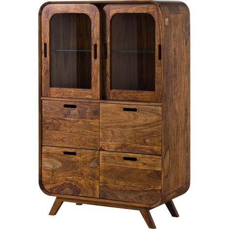 MAILAND 120 Credenza in legno di sheesham - laccato / marrone chiaro 90x40x140