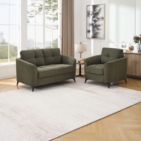 Solna 1+2 Seater Scandi Style Fabric Living Room Sofa Set (Green)