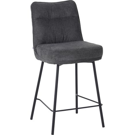 Tabouret de bar Léon tissu gris pieds métal (1/5)