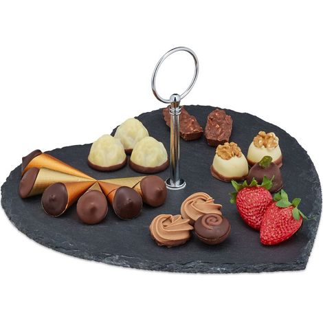 Plateau en ardoise, cur, avec poignée, plat de service, apéro, sushi, fromage, dessert, mariage, anthracite (1/5)