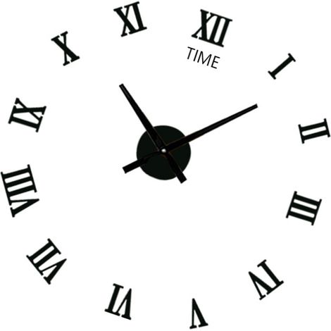 Horloge murale silencieuse 3D moderne en acrylique noir, à monter soi-même et à coller soi-même, pour salon ou maison. (1/5)