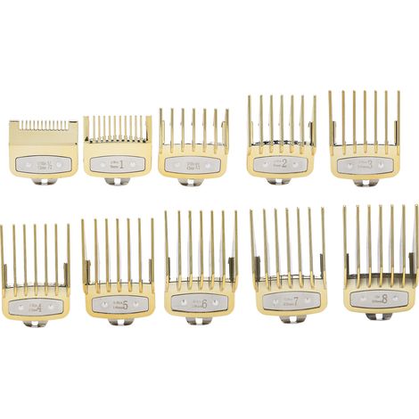 10 peignes guides professionnels pour tondeuse à cheveux électrique, lot de rechange de 10 pièces en or (1/5)