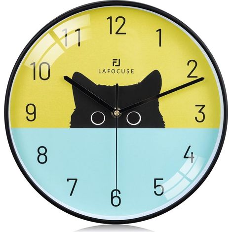 30cm Horloge Murale Chat Design Moderne, Créative Pendule Murale Originale, Silencieuse sans Tictac Multicolore Déco pour Cuisine Salon Chambre (1/5)