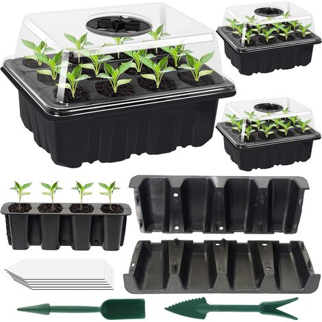 3 Piece Sowing Tray Garden Greenhouse, Mini Greenhouse Indoor Grow Tray, Grow Tray with Lid and Ventilation Durable Nursery Grow Box for Seed Germination (1/5)