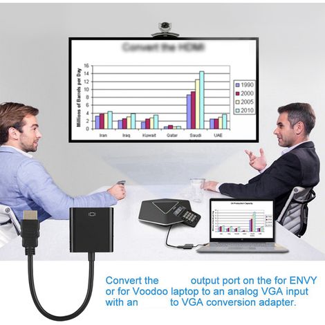 Adaptateur HDMI vers VGA Mâle-Femelle Haute Définition 1080p Câble Convertisseur Vidéo (1/4)