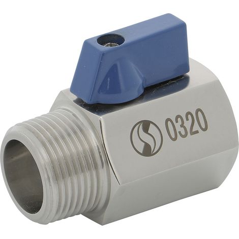 Mini vanne à sphère inox monobloc PN63 mâle femelle BSP 1/4" (8/13) - Sferaco (1/2)
