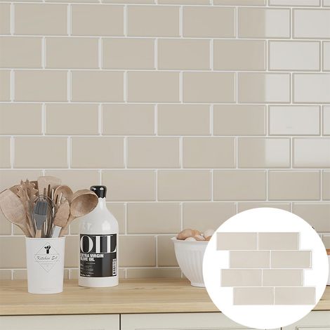 Panneau Mural Autocollant Étanche (Effet Marbre 3D) - Lot de 4 pour Dosseret Cuisine/Salle de Bains - Design Élégant (1/5)
