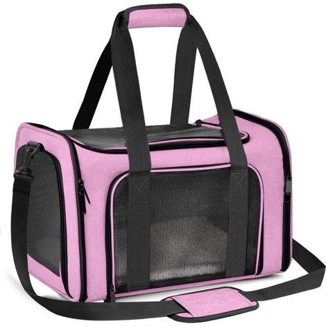 Panier Pour Chat Et Chien - Panier Transportable Pliable - Pour Animaux De Compagnie Jusqu'à 8 Kg - Rose - Grand Format (1/5)
