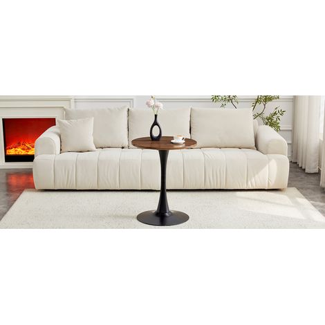 Mesa de comedor, redonda, 60 x 60 x 72 cm, negro y nogal (1/5)