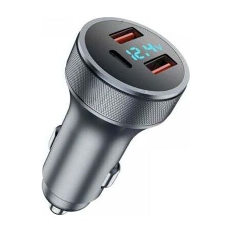 72-W-USB-Kfz-Ladegerät, Schnellladeadapter, Metall, Dual-USB, USB-Kfz-Ladegerät mit LED-Voltmeter