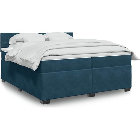 Boxspringbett mit Matratze Blau 200x200 cm Samt (1/5)
