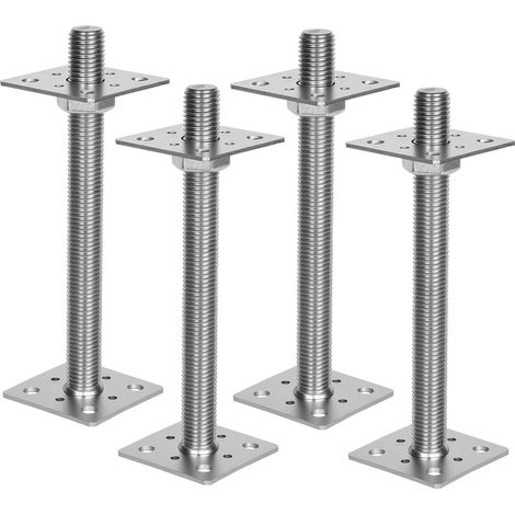 Randaco Pfostenträger höhenverstellbar 30–250 mm – Individuell anpassbare Höhe für Zaun, Pergola und Terrassenbau Silber 4PCS