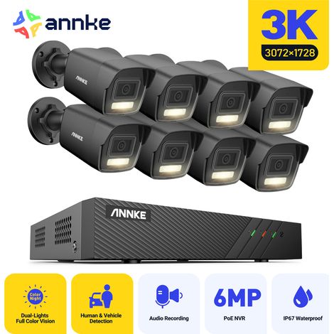 ANNKE 3K 8 Channel 8 Cameras PoE Security System, 30721728 Resolution,Color & IR Night Vision,Built-in Microphone Human & Vehicle Detection- NO HDD (1/5)