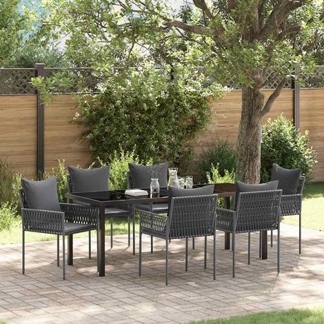 Conjunto de Comedor de Jardín 7 uds. Negro y Gris vidaXL (1/5)