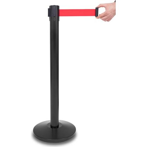Poste de barrera de primera calidad, negro con cinta roja. (1/5)