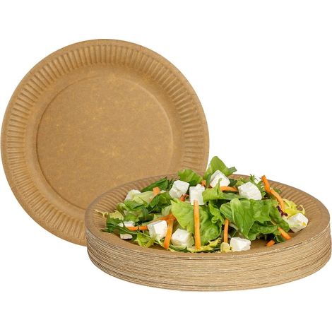 Assiettes jetables en papier kraft 23 cm, lot de 50 (1/4)