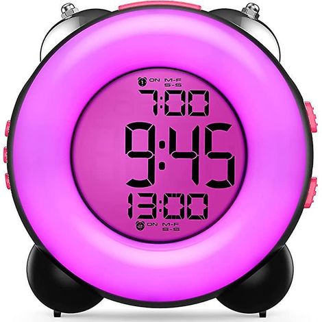 rveil De Sommeil Numrique  Sonnerie (noir Et Rose) Avec Rglages D'alarme Doubles En Option Fonction Snooze Veilleuse De Chevet Alimente Par Batter (1/5)