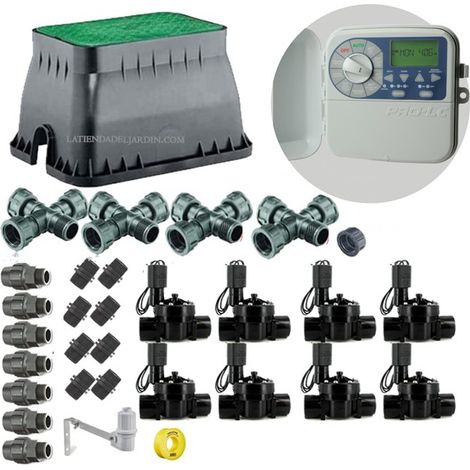 Kit Riego Automatico 8 zonas 24V KRain para Tuberia 32mm  Incluye Programador, Electrovalvulas y Accesorios